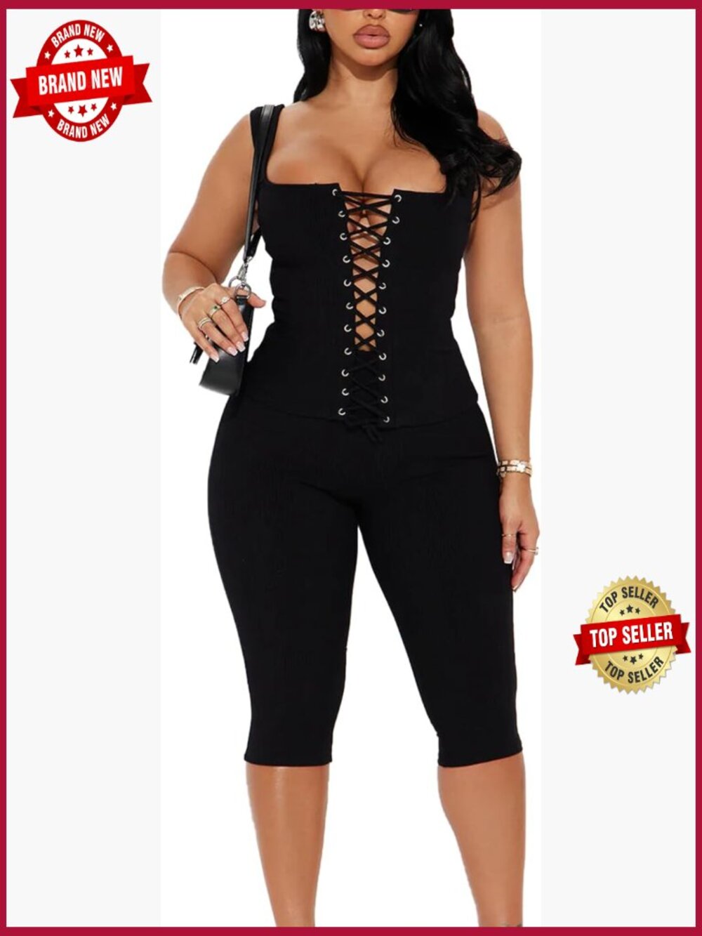 Women's 2 Piece Sets Summer Tank Top Capri Pants Club Outfits Workout Sets